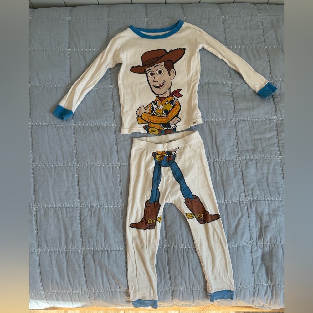 GAP Pixar Woody Pajama Set - White and Blue